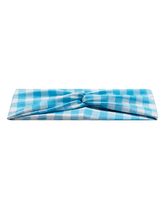 Blue Gingham Mom Headband